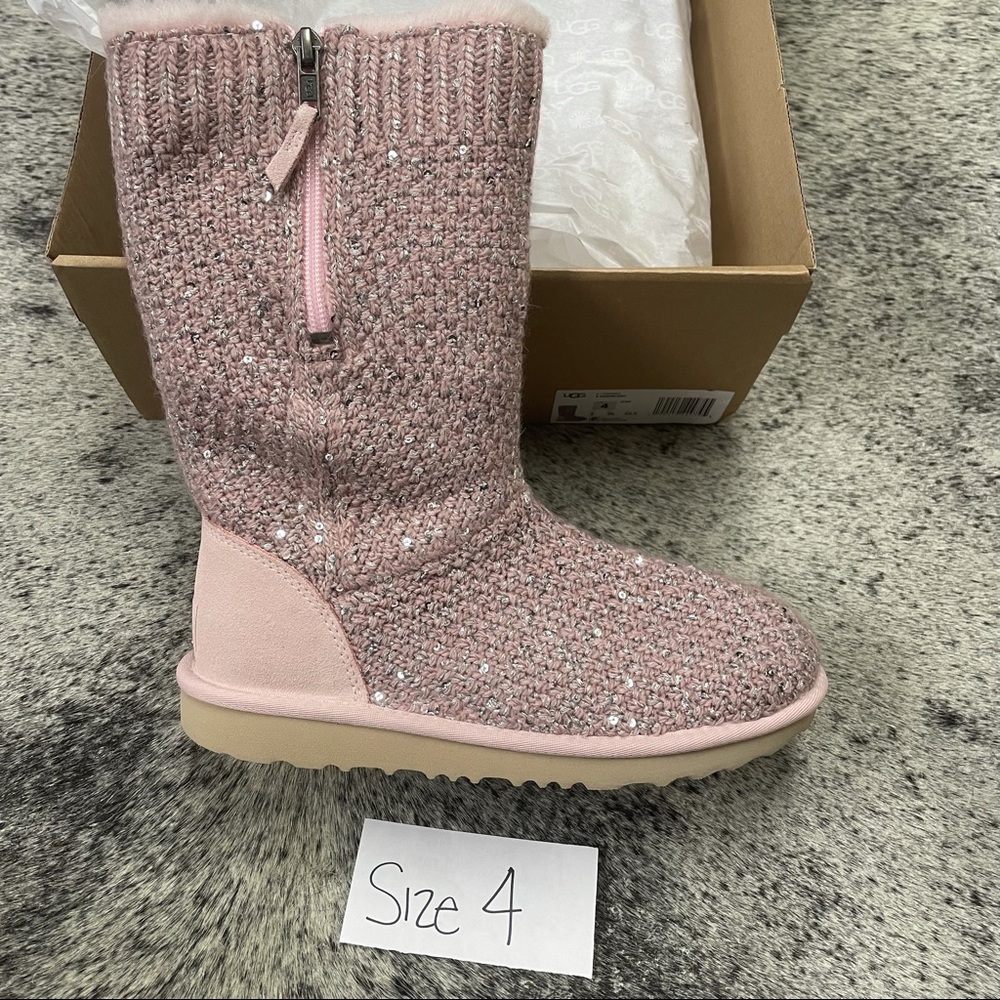 Size 4 pink sequin knit Ugg Boots